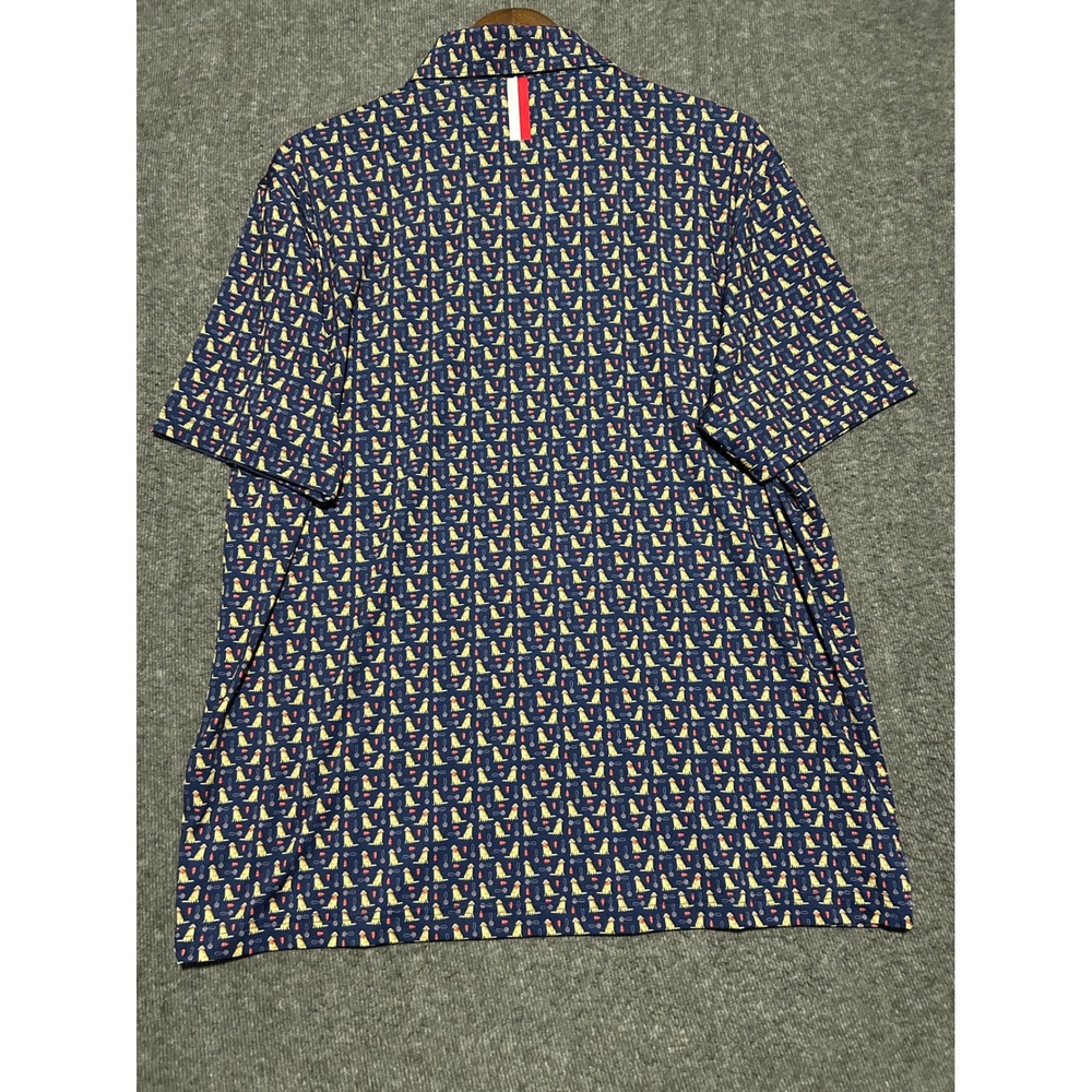 Rhoback polo shirt mens dog print AOP stretch performance Large golf - Picture 3 of 7